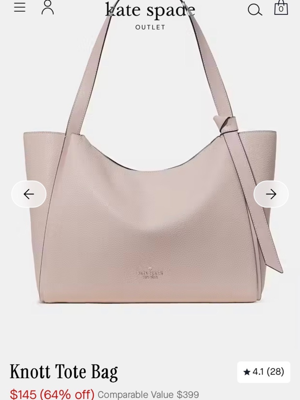kate spade Blush Pink Pebbled Leather Tote - Picture 6 of 6